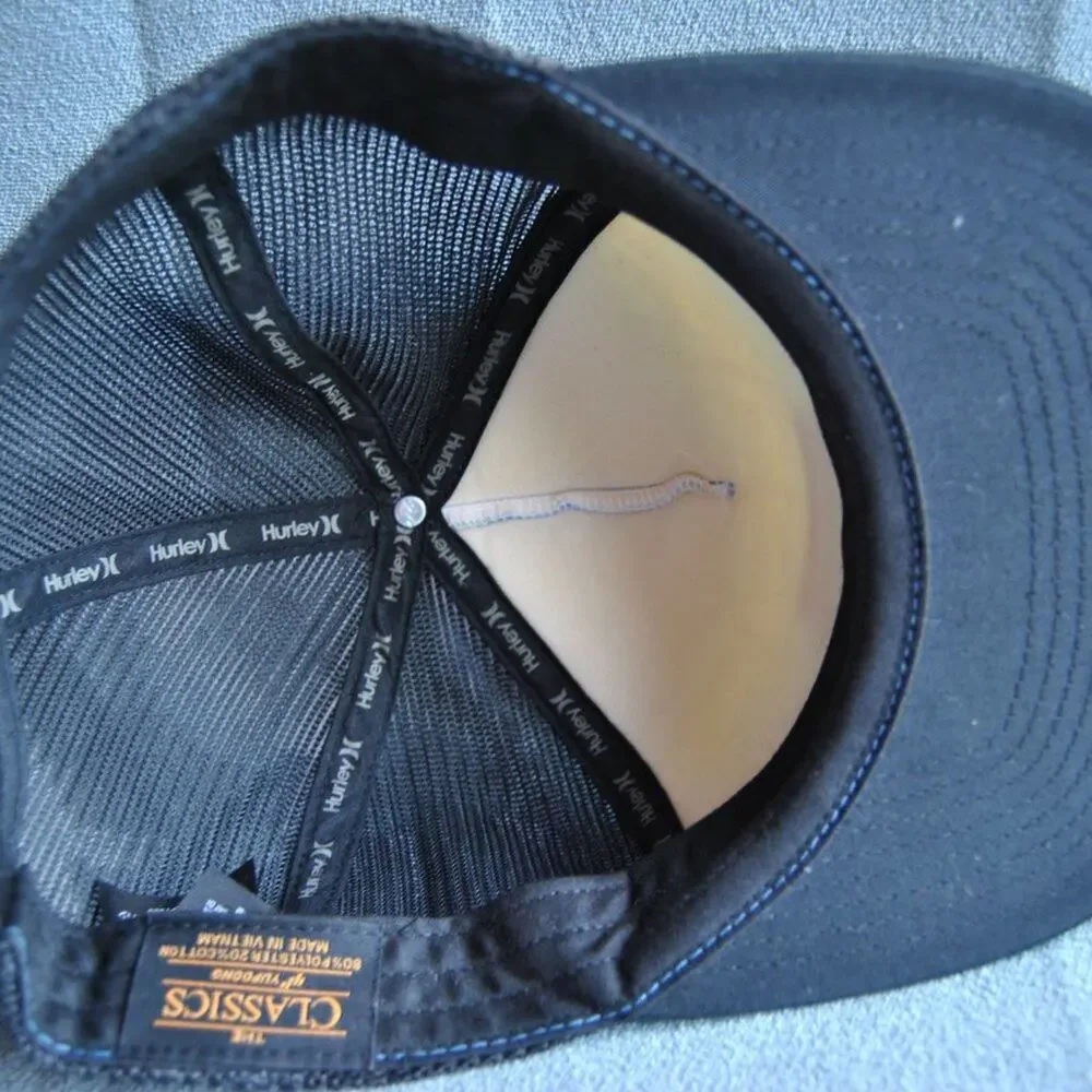 Hurley Black w/ Blue & Yellow Gradient Design Snapback Trucker Hat